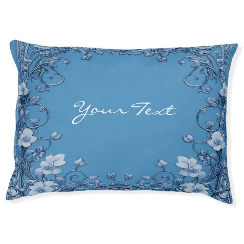 Blue Floral Dog Bed