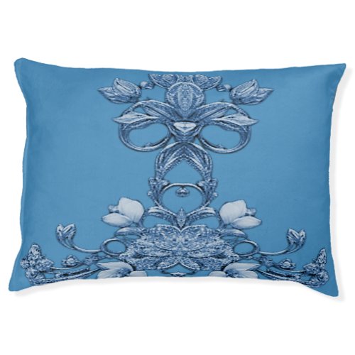 Blue Floral Dog Bed