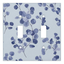 Blue Floral Double Toggle Light Switch Cover