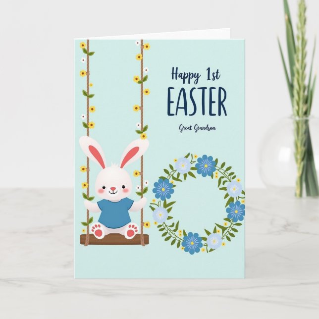 Blue Floral Easter Card (Front)