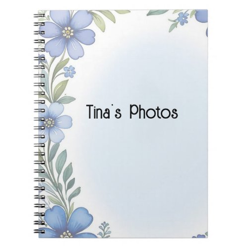 Blue Floral Elegance Spiral Photo Notebook