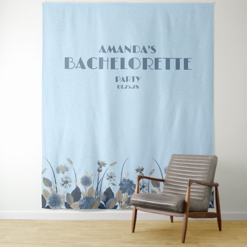 Blue Floral Elegant Bachelorette Backdrop