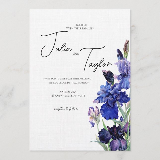 Blue Floral Elegant Background Invitation (Front)