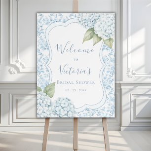 Blue Floral Elegant Blue Hydrangea Bridal Shower  Foam Board