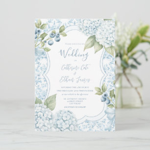 Blue Floral Elegant Blue Hydrangea Wedding Invitation