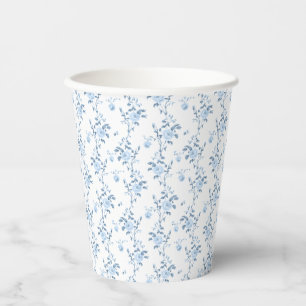 Blue Floral Elegant Bridal Shower Paper Cups