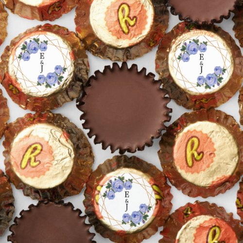 Blue Floral Elegant Gold Glitter Geo Monograms Reeses Peanut Butter Cups