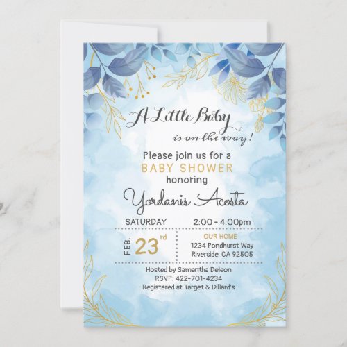 Blue floral elegant invitation