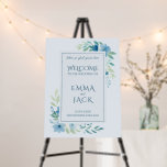 Blue Floral Elegant Welcome to the Wedding sign