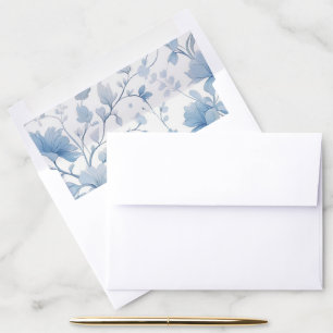 Blue Floral Elegant Whimsical Garden Party Envelope Liner