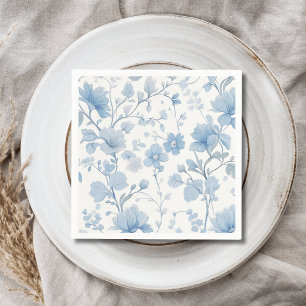 Blue Floral Elegant Whimsical Garden Party Napkins