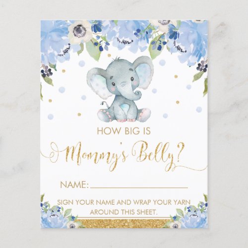 Blue Floral Elephant How Big is Mommys Belly Game