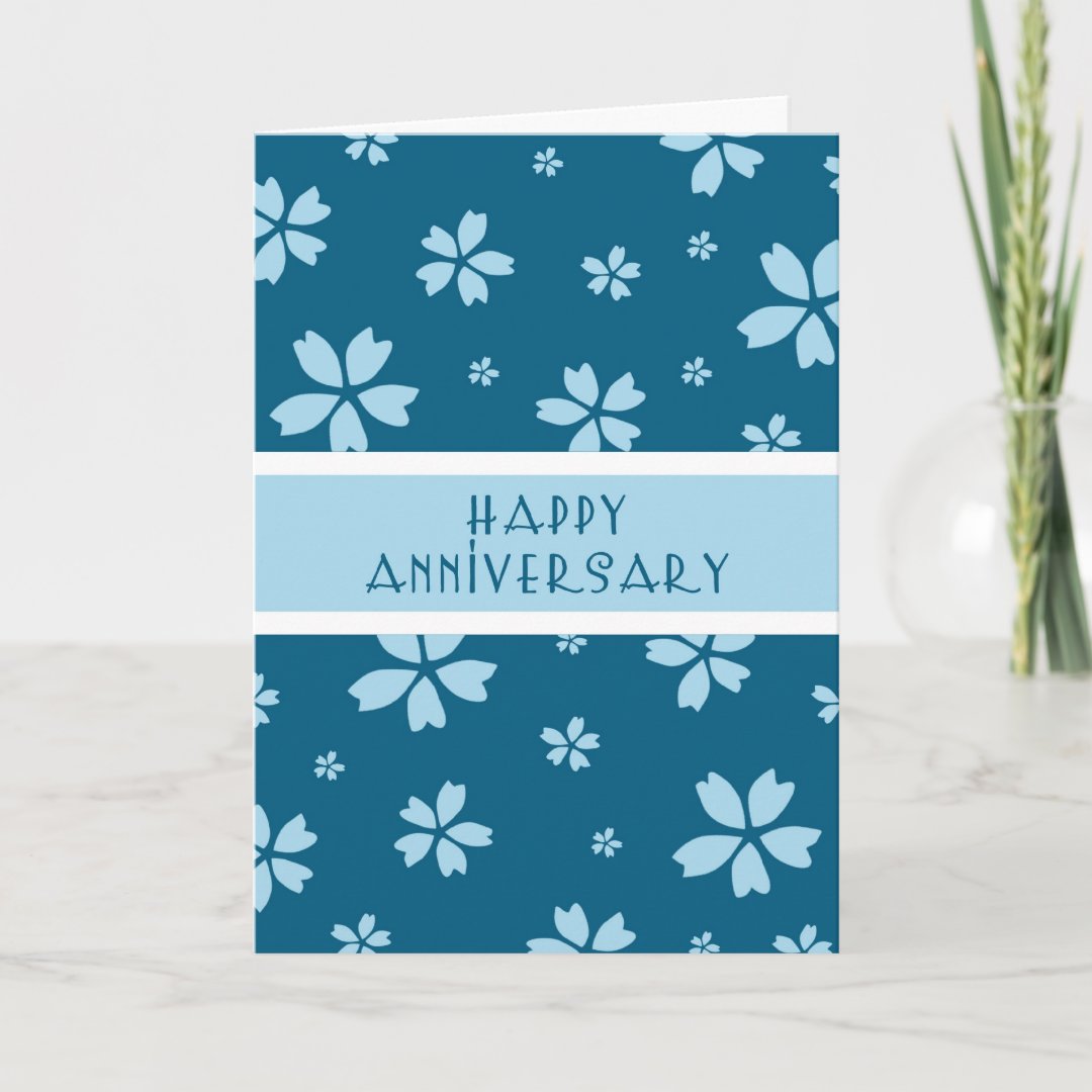 Blue Floral Employee Anniversary Card | Zazzle