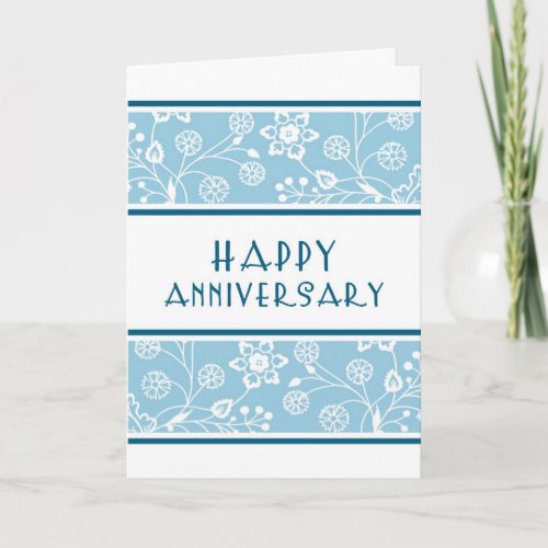 Blue Floral Employee Anniversary Card