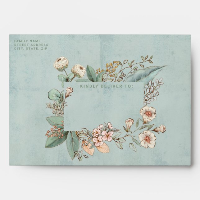 Blue Floral Envelope (Front)
