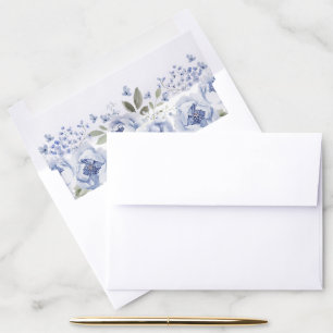 Blue Floral Envelope Liner Bridal Shower