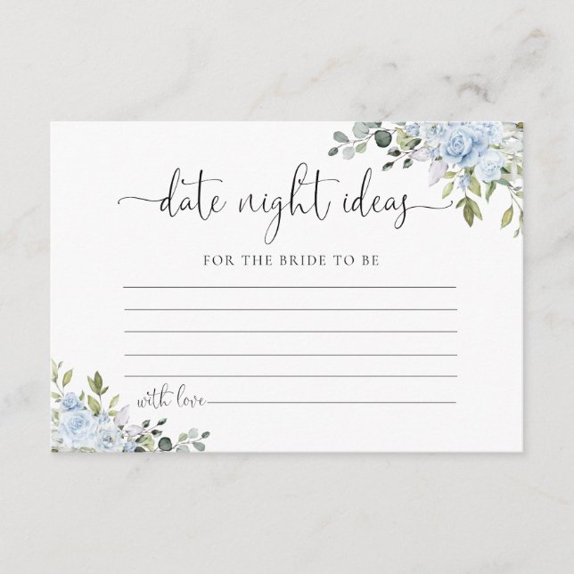 Blue Floral Eucalyptus Wedding Enclosure Card (Front)