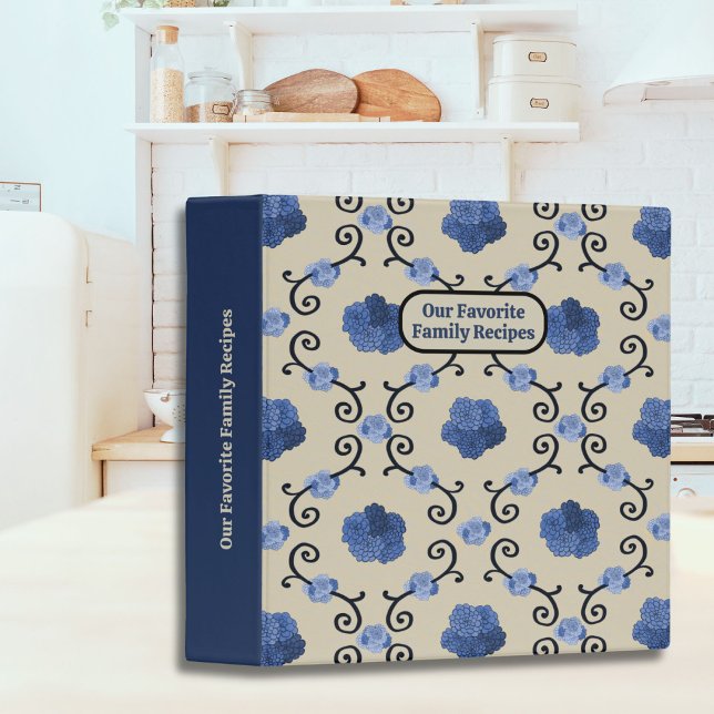 Blue Floral Family Name Recipe Binder  (Creator Uploaded)