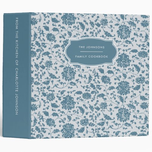 Blue Floral Family Recipe Cookbook Binder