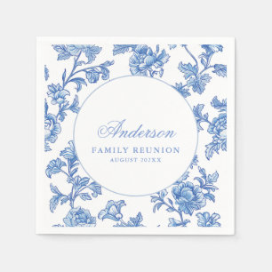Blue Floral Family Reunion Party Napkins