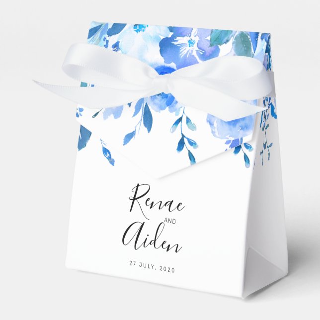 Blue Floral Favor Boxes (Front Side)