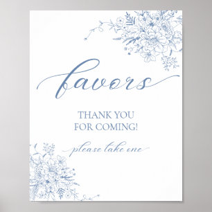 Blue Floral Favor  Poster