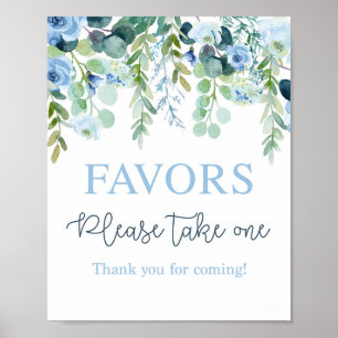 Blue floral Favors sign