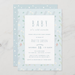 Blue Floral & Foliage Baby Shower Invitation