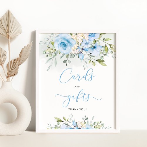 Blue floral foliage Cards and gifts Pedestal Sign