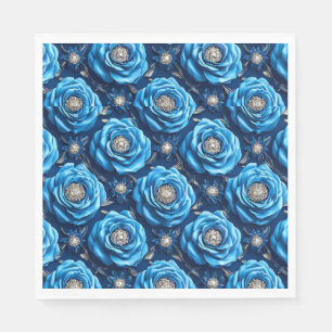 Blue floral for wedding event styling romantic  napkins