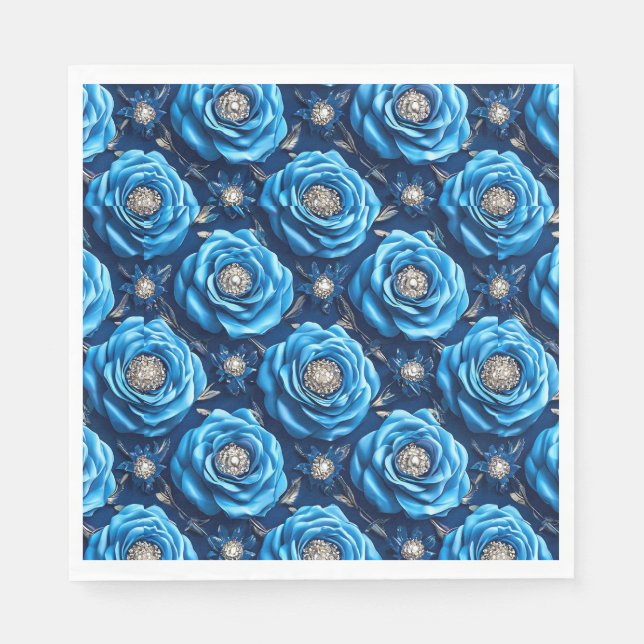 Blue floral for wedding event styling romantic  napkins (Front)