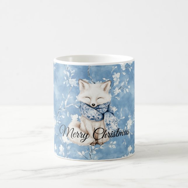 Blue Floral Fox Coffee Mug (Center)