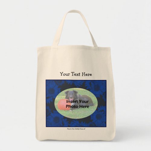 Blue Floral Frame Add Your Photo Template Tote Bag