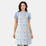 Blue Floral French Toile Custom Monogram Apron