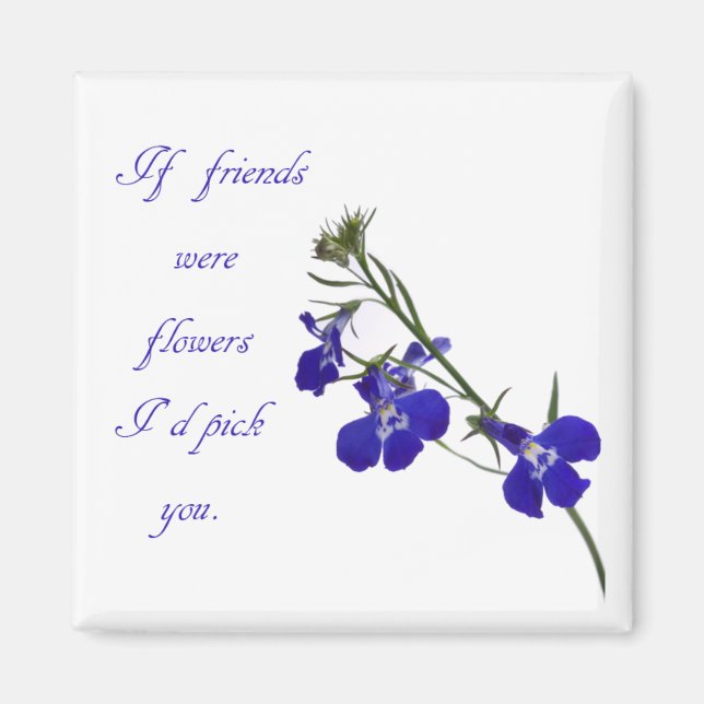 Blue Floral Friendship Magnet (Front)