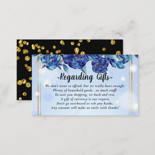 Blue Floral Fund Instead of Gifts Fund Cards
