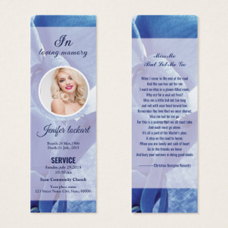 Blue Floral Funeral bookmark template
