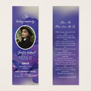 Blue Floral Funeral Bookmark Template