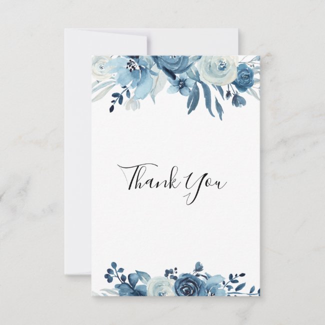 blue floral funeral thank you note