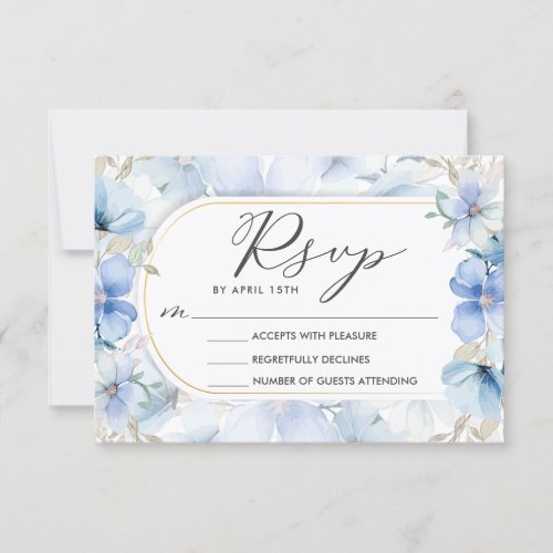 Blue Floral Garden Sweet Sixteen 16 Birthday RSVP Invitation