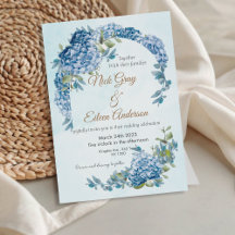 Blue Floral Garden Wedding Invitation