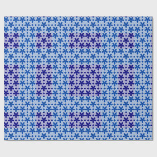 Blue Floral Geometric Pattern Modern Repeating F Wrapping Paper