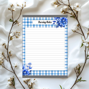 Blue Floral Gingham_ Nursing Notes