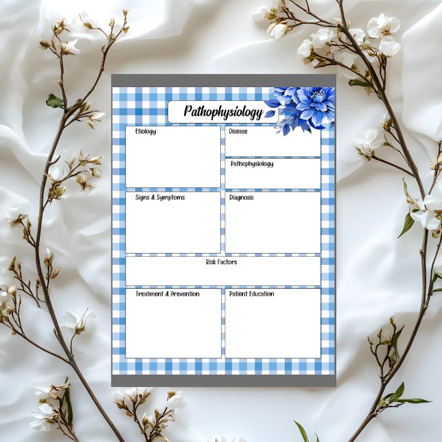 Blue Floral Gingham_ Pathophysiology Temp Notepad (Creator Uploaded)