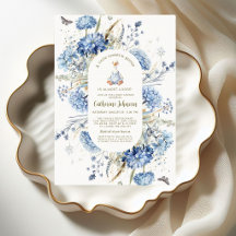 Blue Floral Gingham Silly Goose Baby Shower