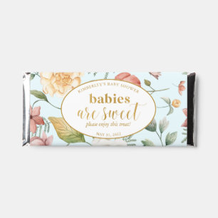 Blue Floral Girl Baby Shower Babies are Sweet Hershey Bar Favors