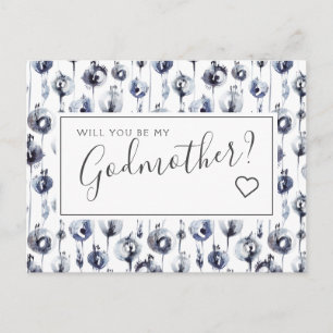 Blue Floral Godmother Proposal Card
