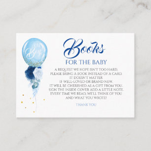 Blue Floral Gold Baby Shower Books For Baby Business Card