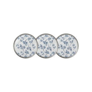 Blue Floral  Golf Ball Marker