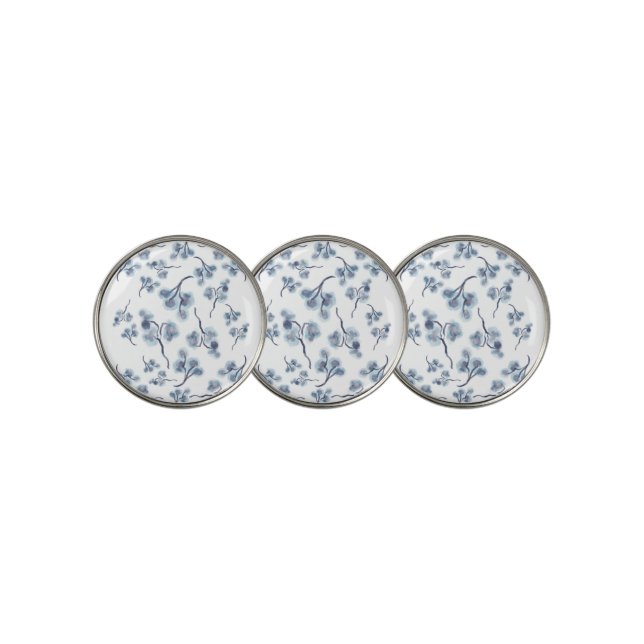 Blue Floral  Golf Ball Marker (3 Up)